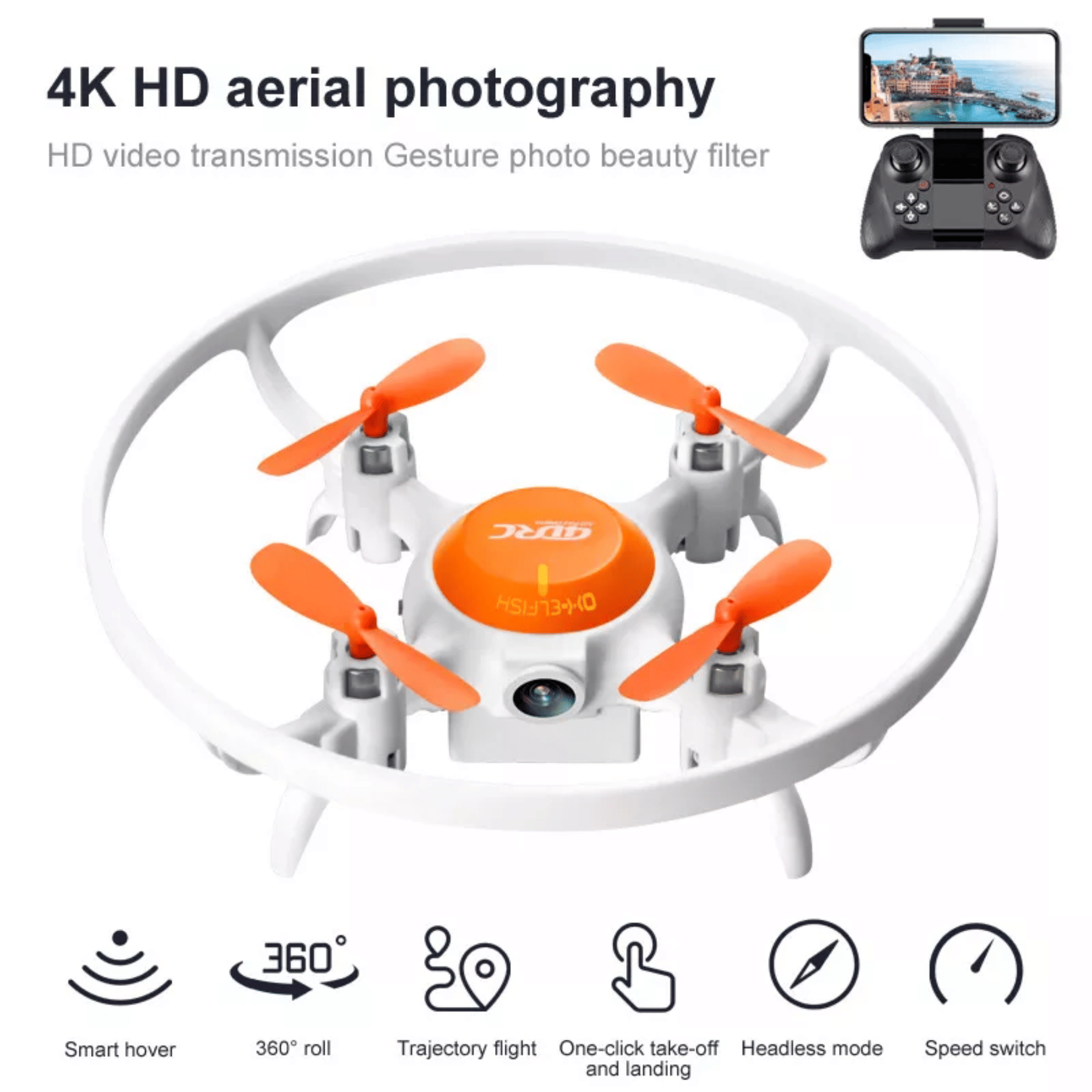 4DRC V5 Kids and Beginners Mini RC Drone V5 RC Quadcopter with 1080P HD Wide Angle Camera,Drones suitable for children and beginners, 2 Battery with Camera