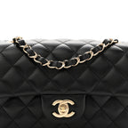 Lambskin Quilted Mini Rectangular Flap Black