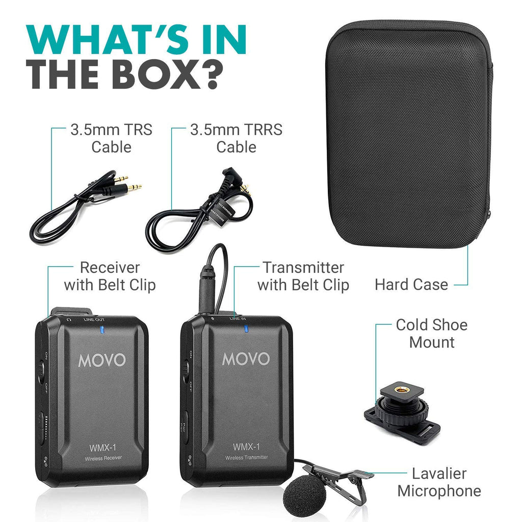 Movo WMX-1 2.4GHz Wireless Lav Mic System
