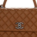 Caviar Quilted Medium Coco Handle Flap Camel