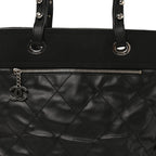 Coated Canvas Quilted Large Paris Biarritz Tote Black