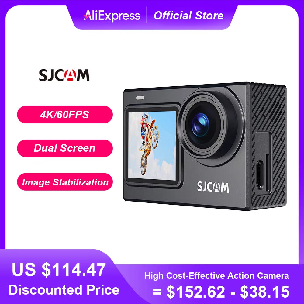 SJ6 Pro 4K Dual Screen Waterproof Action Camera with Touchscreen, Wi-Fi, Night Vision, and 6-Axis Gyro Stabilization _ NO Memory Card