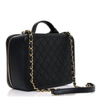 Caviar Quilted Large CC Filigree Vanity Case Black