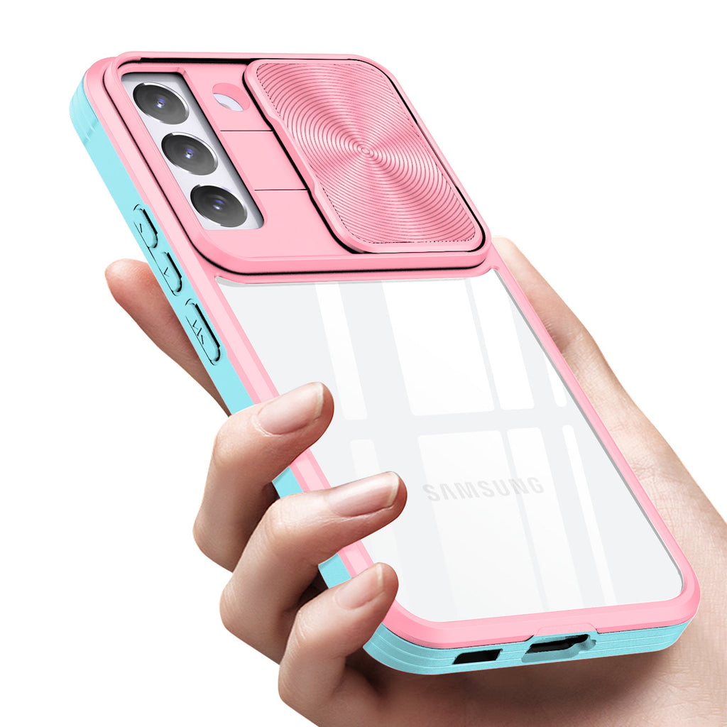 Full Protection With Mobile Phone Protective Film Slide Camera Lens Phone Case For Samsung Galaxy S 22 Plus In Pink