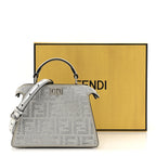 Crystal Vitello Laminato FF Petite Peekaboo I SEE U Satchel Crystal Argento