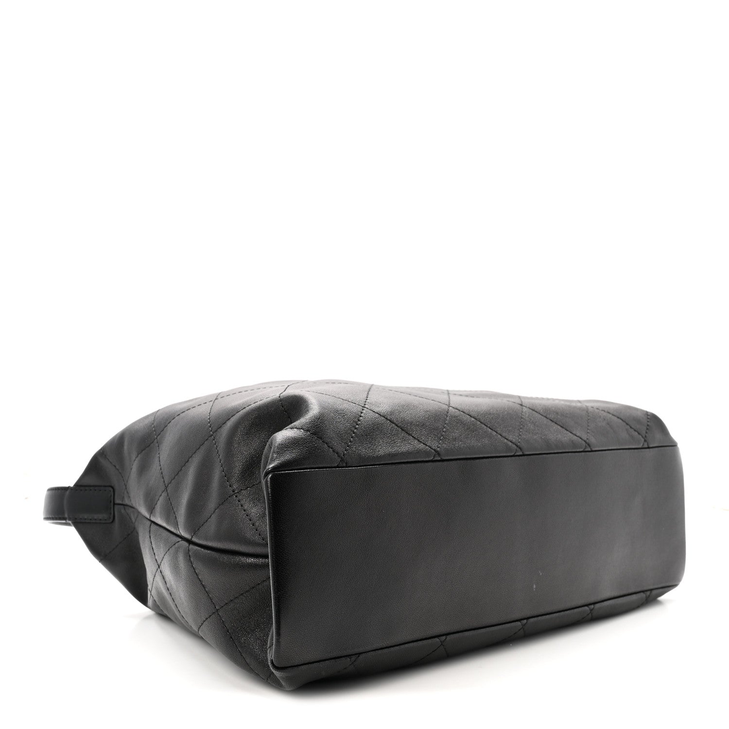 Shiny Lambskin Quilted Maxi Hobo Black