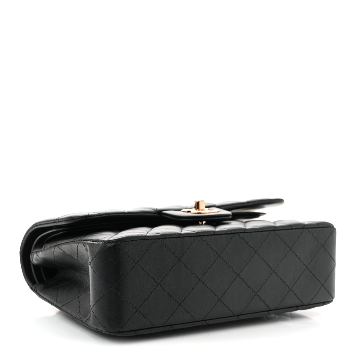 Lambskin Quilted Small Double Flap Black