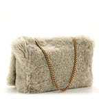Shearling Calfskin Medium Reversible Monogram Kate Satchel Grey