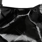 Patent Check Embossed Small Bilmore Tote Black