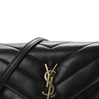 Calfskin Y Quilted Monogram Toy Loulou Crossbody Bag Black