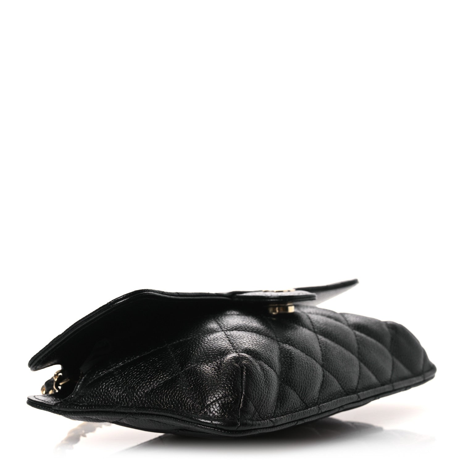 Caviar Fabric Foldable Tote Bag With Chain Black Multicolor
