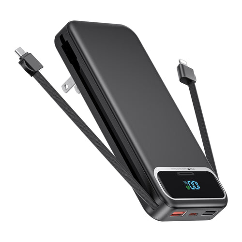 12000mAh Portable Charger Power Bank With Built In Cables, 22.5W Fast Charging Power Bank External Battery Pack Compatible With Android Phone,iPhone