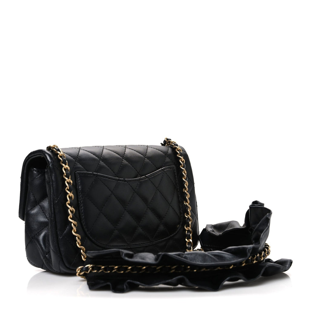 Lambskin Quilted Mini Romance Rectangular Flap Black