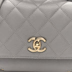 Caviar Quilted Small Business Affinity Flap Grey