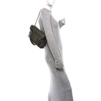 Sakai Be Green Calfskin Diagonal Stitched Small Blondie Tote Craclet Brown