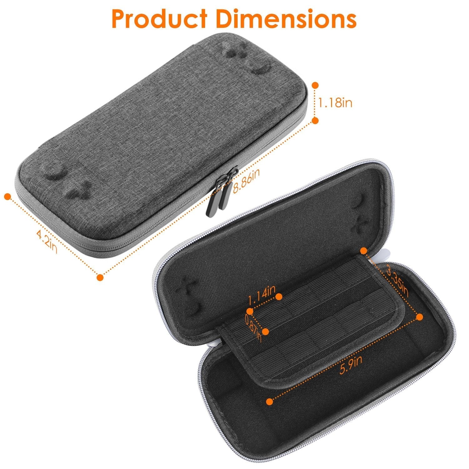 Carrying Case Compatible with Nintendo Switch EVA Hard Shell Console Storage Bag Pouch Case with 10 Game Catridge Slots