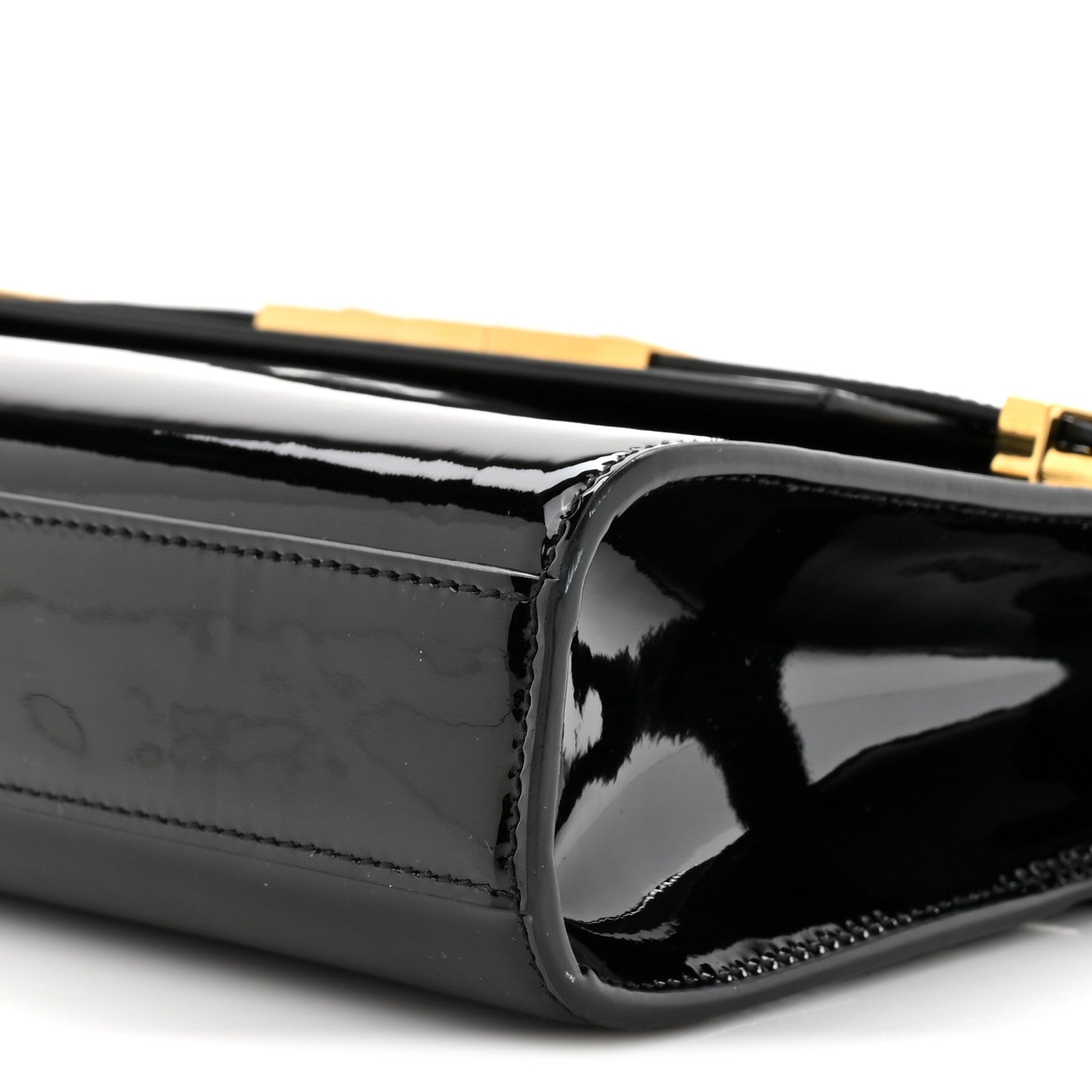 Patent Small Manhattan Shoulder Bag Black