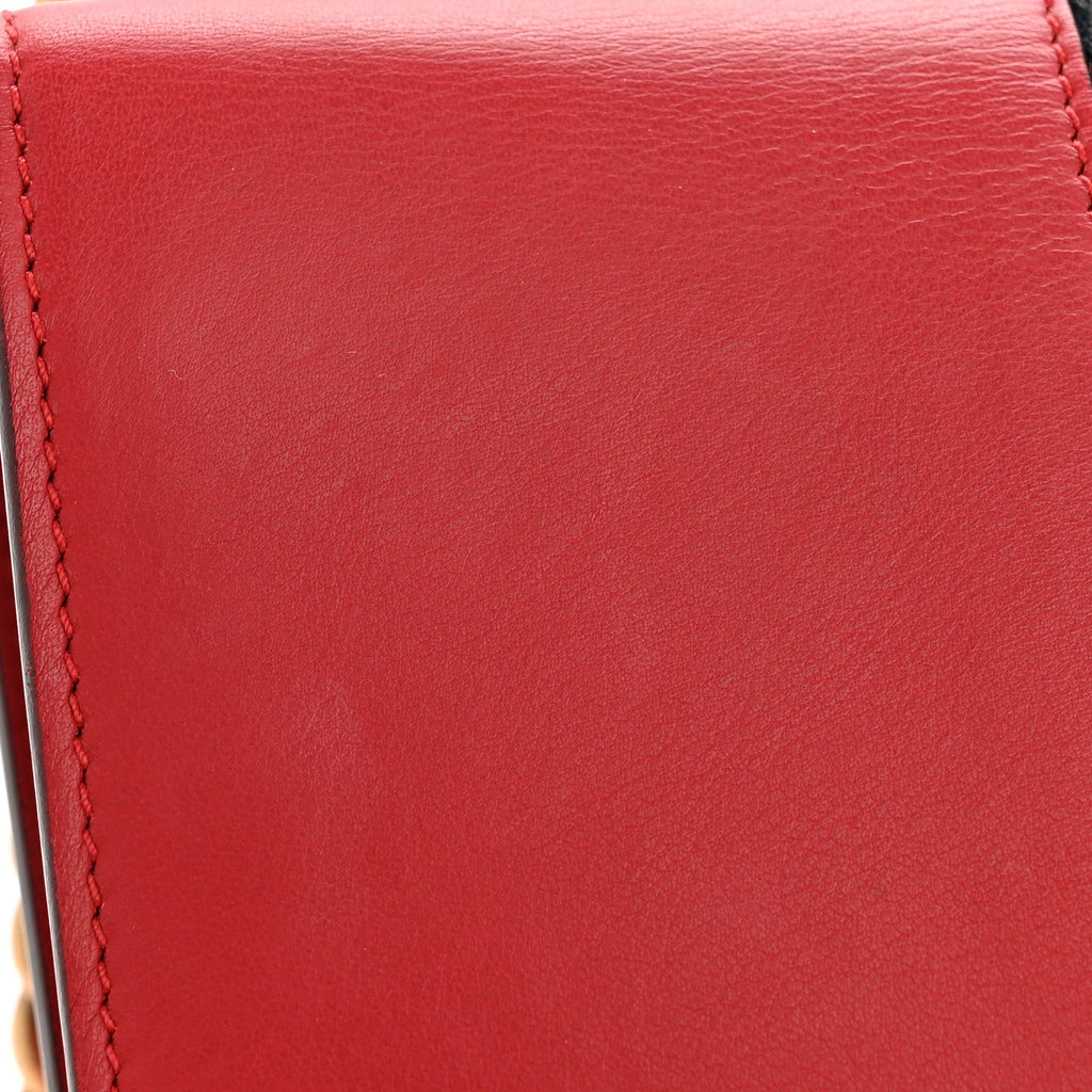 Calfskin Web Medium Peony Chain Shoulder Bag Red