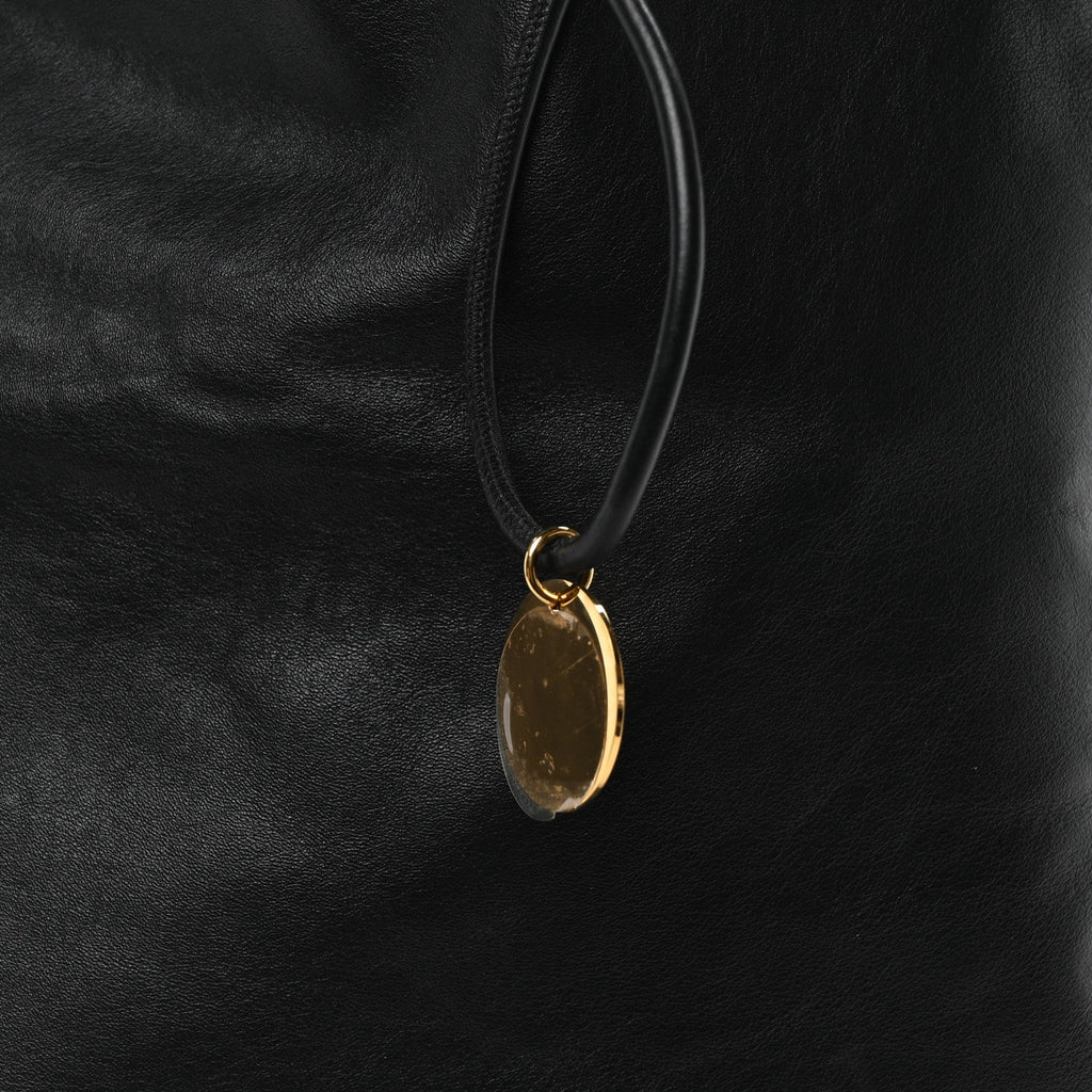 Calfskin Flat Drawstring Tote Black