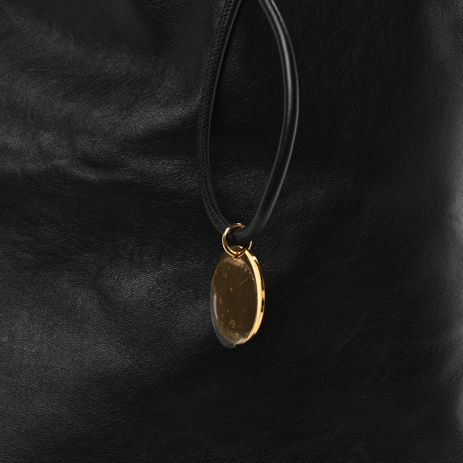 Calfskin Flat Drawstring Tote Black