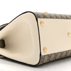 GG Supreme Monogram Calfskin Medium Horsebit 1955 Top Handle Bag Beige Ebony Mystic White