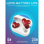 Heart shaped earphones, caring girl in ear wireless Bluetooth noise cancelling earphones
