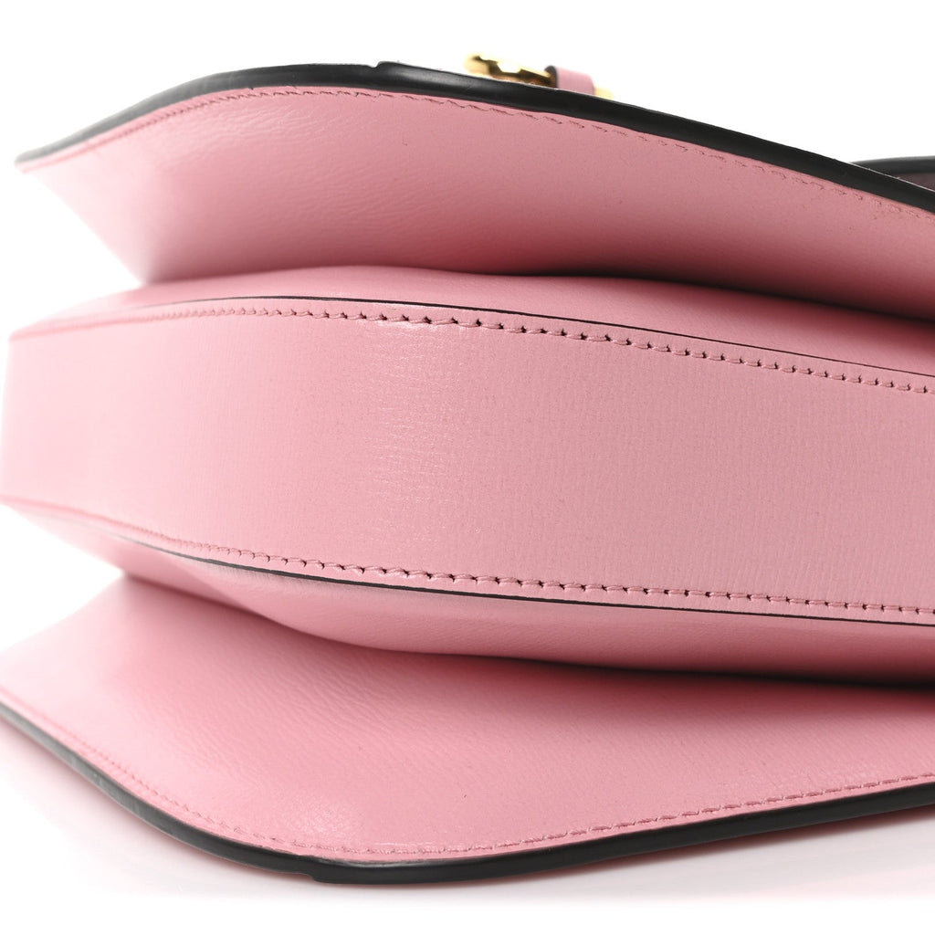 Snakeskin Calfskin Horsebit 1955 Shoulder Bag Blue Pink