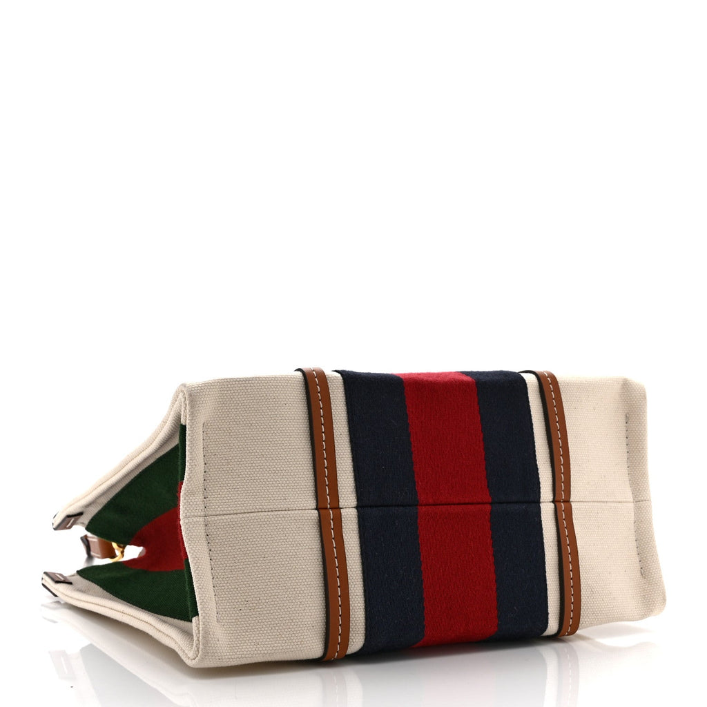 Canvas Calfskin Web Small Interlocking G Tote Bag Red Blue