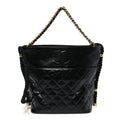 Crumpled Calfskin En Vogue Rope Hobo Bag Black