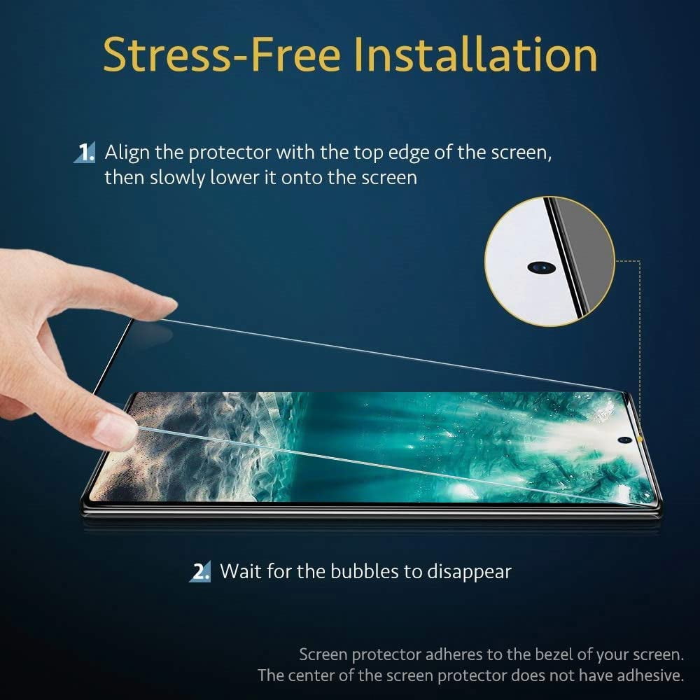 Entronix Clear Screen Protector Compatible with Galaxy Note 10 - 3-Piece Combo