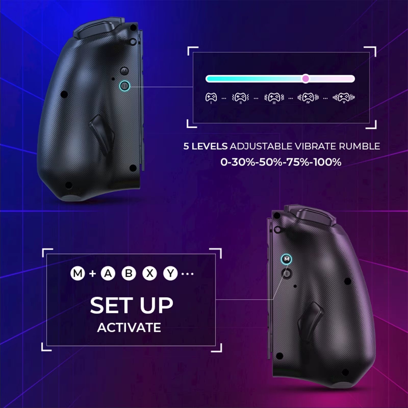 Wireless Ergonomic Game Controller with RGB Lighting for Nintendo Switch - Black