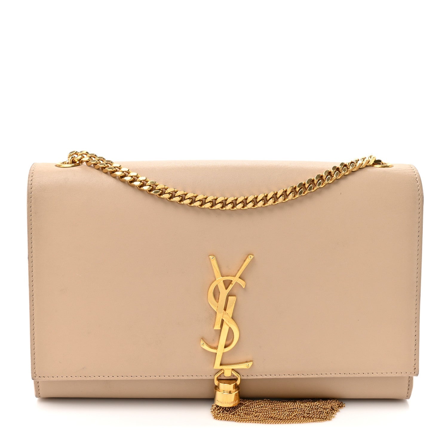Smooth Calfskin Medium Classic Monogram Kate Tassel Satchel Nude Powder