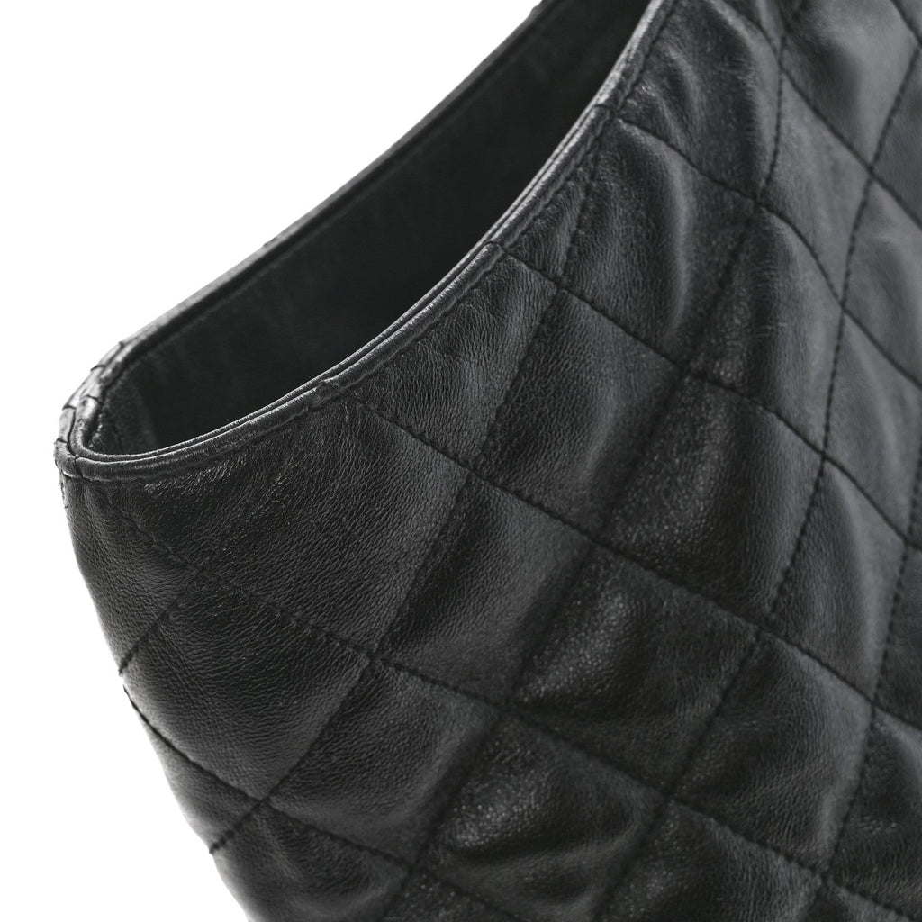 Lambskin Quilted Maxi Icare Shopping Tote Black