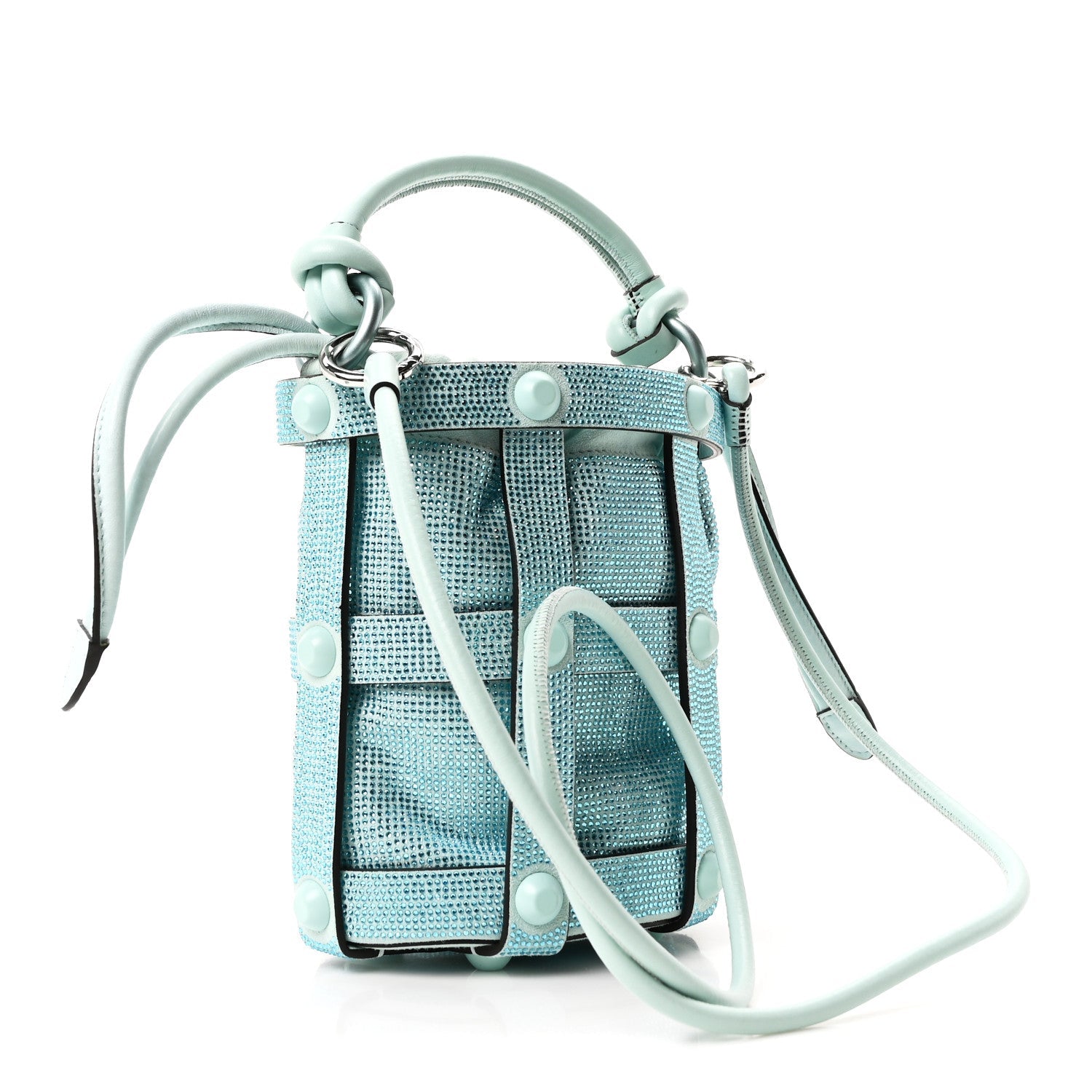 Calfskin Crystal Small Cage Bag Blue
