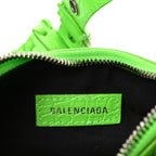 Extra Supple Calfskin Crocodile Embossed Le Cagole Shoulder Bag XS Acid Green