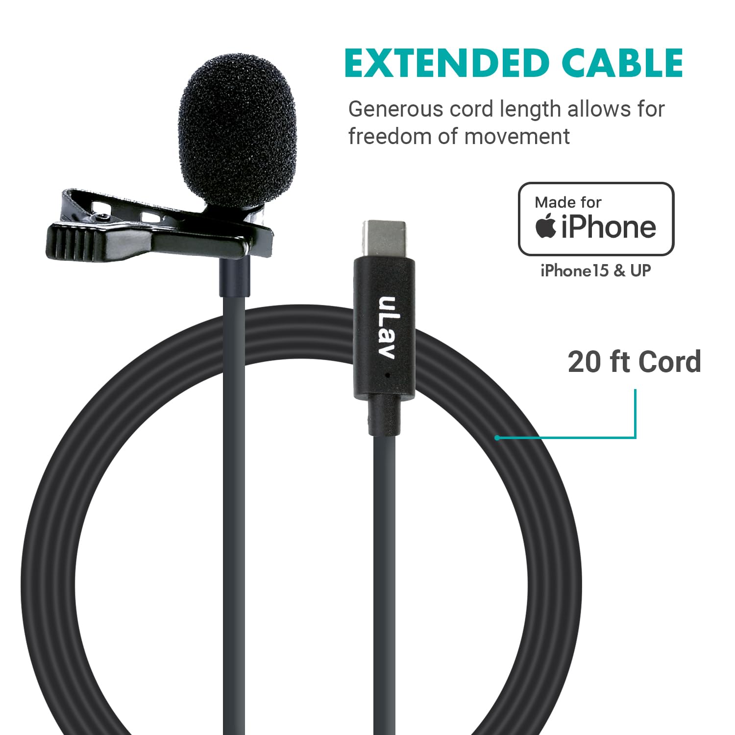 Movo uLav-L Lav Omnidirectional Mic for USB-C