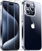 Entronix Bundle Compatible with iPhone 15 Pro - [Hard] Clear Case & 2 Clear Screen Protectors