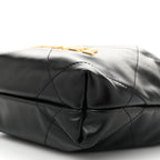 Shiny Calfskin Quilted Pearl CC Chain Mini Chanel 22 Black