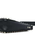 Pebbled Calfskin Mini Rockstud Flip-Lock Messenger Bag Black