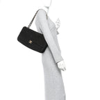 Suede Calfskin Small Souplissimo Maxi Flap Black