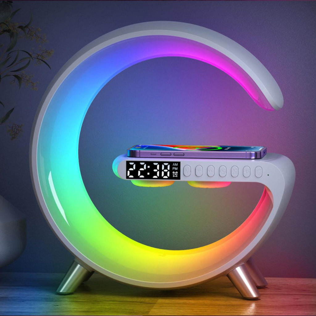 Light Wireless Charger And Speaker With Clock