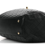 Lambskin Quilted Drawstring Bag Black