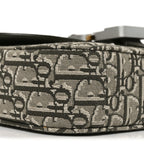 Oblique Jacquard Grained Calfskin Small Saddle Messenger Bag With Flap Green
