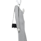 Shiny Calfskin Monochrome Crocodile Embossed Hourglass Chain Bag Black