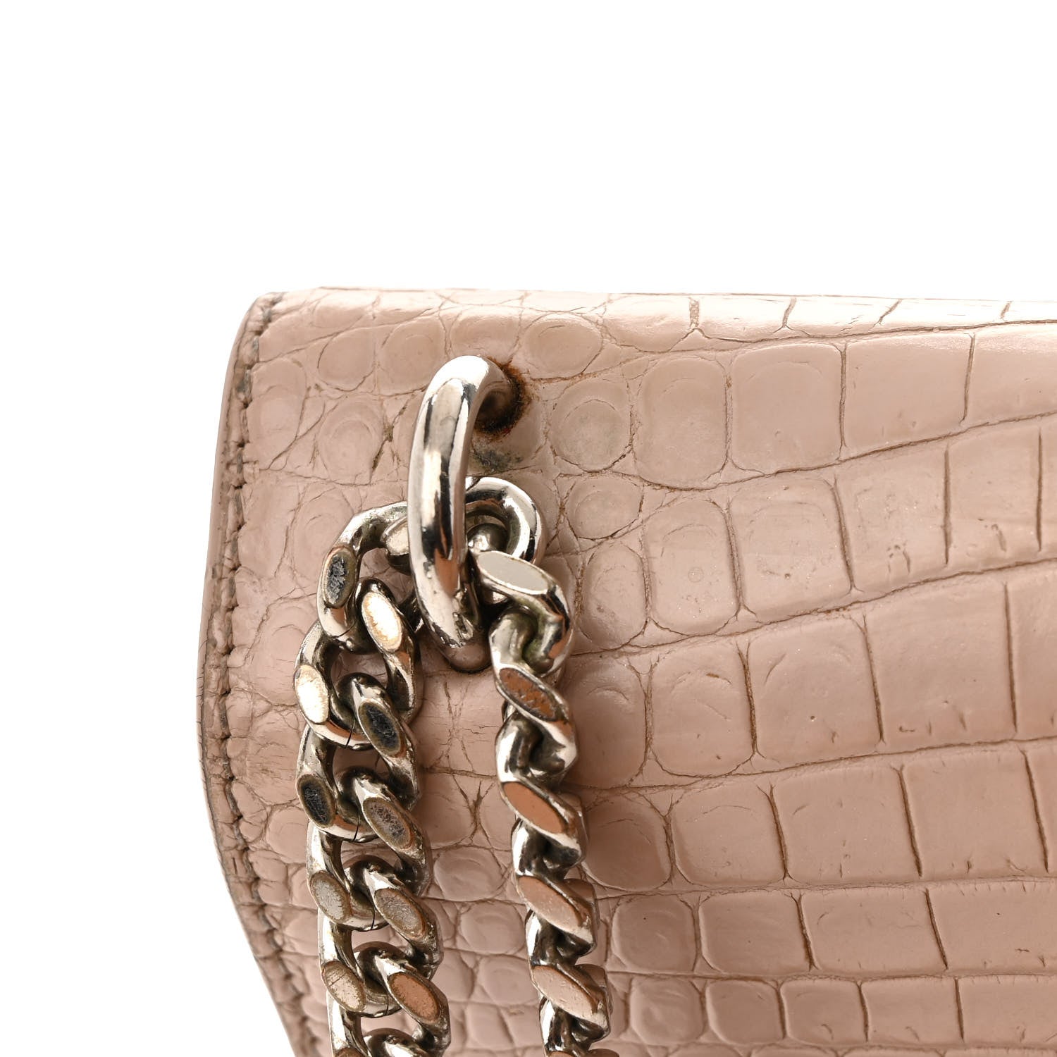 Calfskin Crocodile Embossed Medium Monogram Sunset Rose Antic