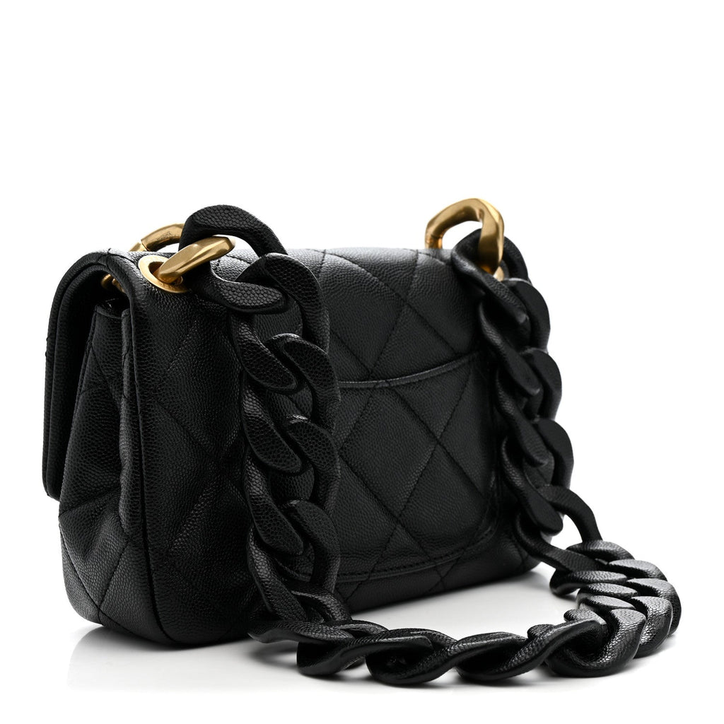 Caviar Quilted Funky Match Mini Flap Black