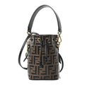 Vitello Liberty F is Fendi Bi-Color FF 1974 Embossed Mini Mon Tresor Bucket Bag Maya Black