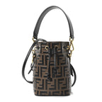 Vitello Liberty F is Fendi Bi-Color FF 1974 Embossed Mini Mon Tresor Bucket Bag Maya Black