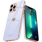 Entronix Bundle Compatible with iPhone 14 Pro - [Flexible] Glossy Heart Case & 2 Clear Screen Protectors