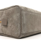 Suede Calfskin Quilted Large Perfect Bowling Bag Grey